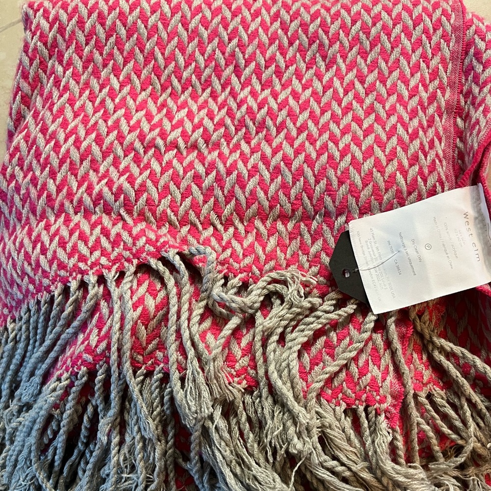 West Elm Vibrant Pink and Subtle Gray Throw
